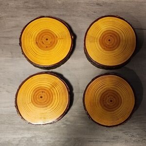 Set of Four Natural Wood Coasters